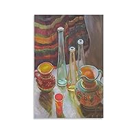 Posters Kitchen Wall Art Spanish Tableware Oil Painting Still Life Wine Glasses Pottery Art Deco Poster Canvas Painting Posters And Prints Wall Art Pictures for Living Room Bedroom Decor 20x30inch(50