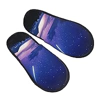 Night sky silhouette Furry House Slippers for Women Men Soft Fuzzy Slippers Indoor Casual Plush House Shoes Medium