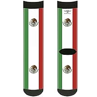 Buckle-Down Unisex-Adult's Socks Mexico Flags Crew, Multicolor