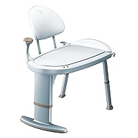 Home Care Glacier White 33-Inch W x 18-Inch D Adjustable Height Non-Slip Bath Safety Transfer Bench for Shower, DN7105