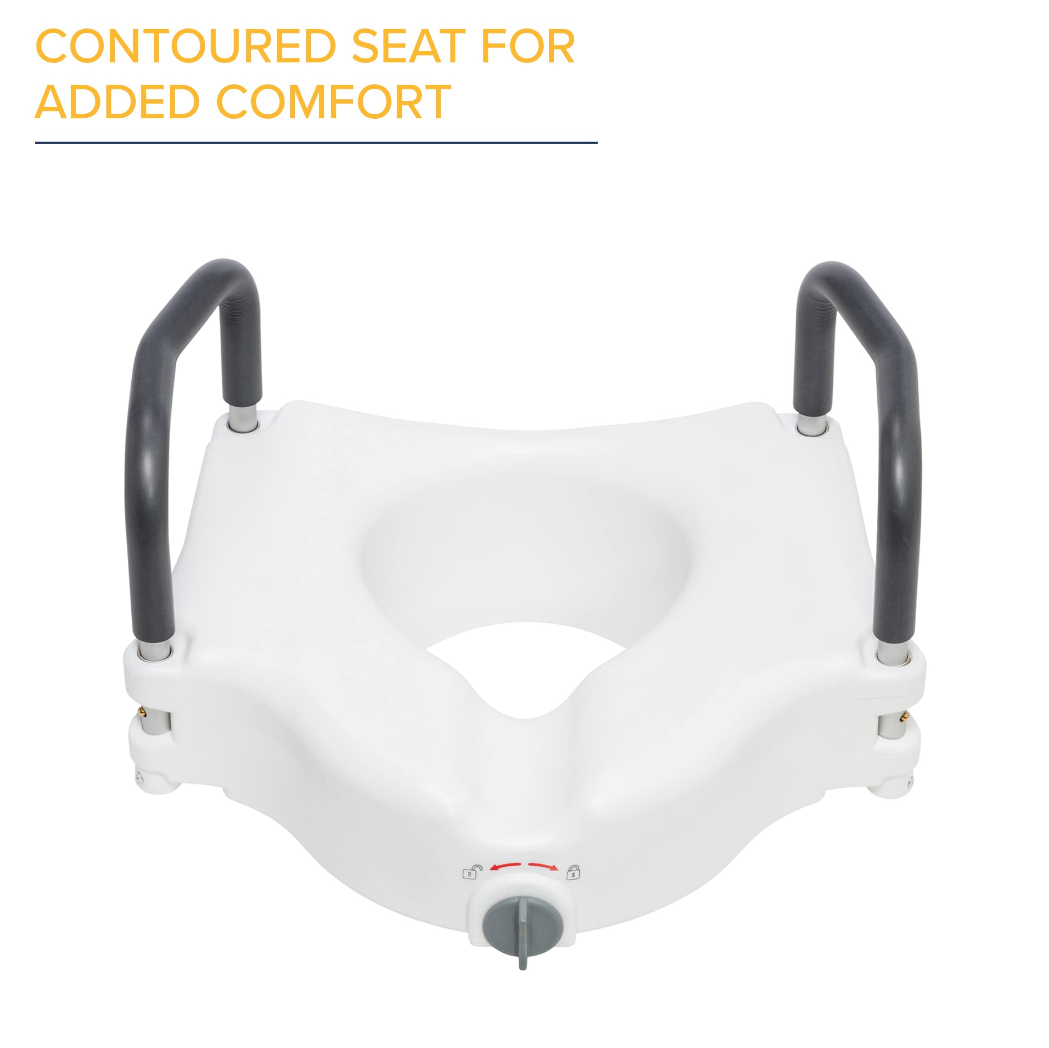 Drive Medical RTL12027RA 2-in-1 Raised Toilet Seat with Removable Padded Arms, Standard Seat