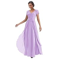 Plus Size Mother of The Groom Dress Lilac Mother of The Bride Dresses Long Short Sleeves Formal Dress Size 26W