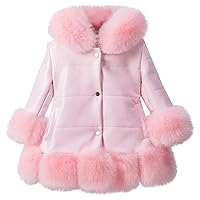 Kids Girls Faux Fur Jacket Pu Leather Winter Windproof Thicken Warm Coat Baby Fleece Outerwear 3-14 Years