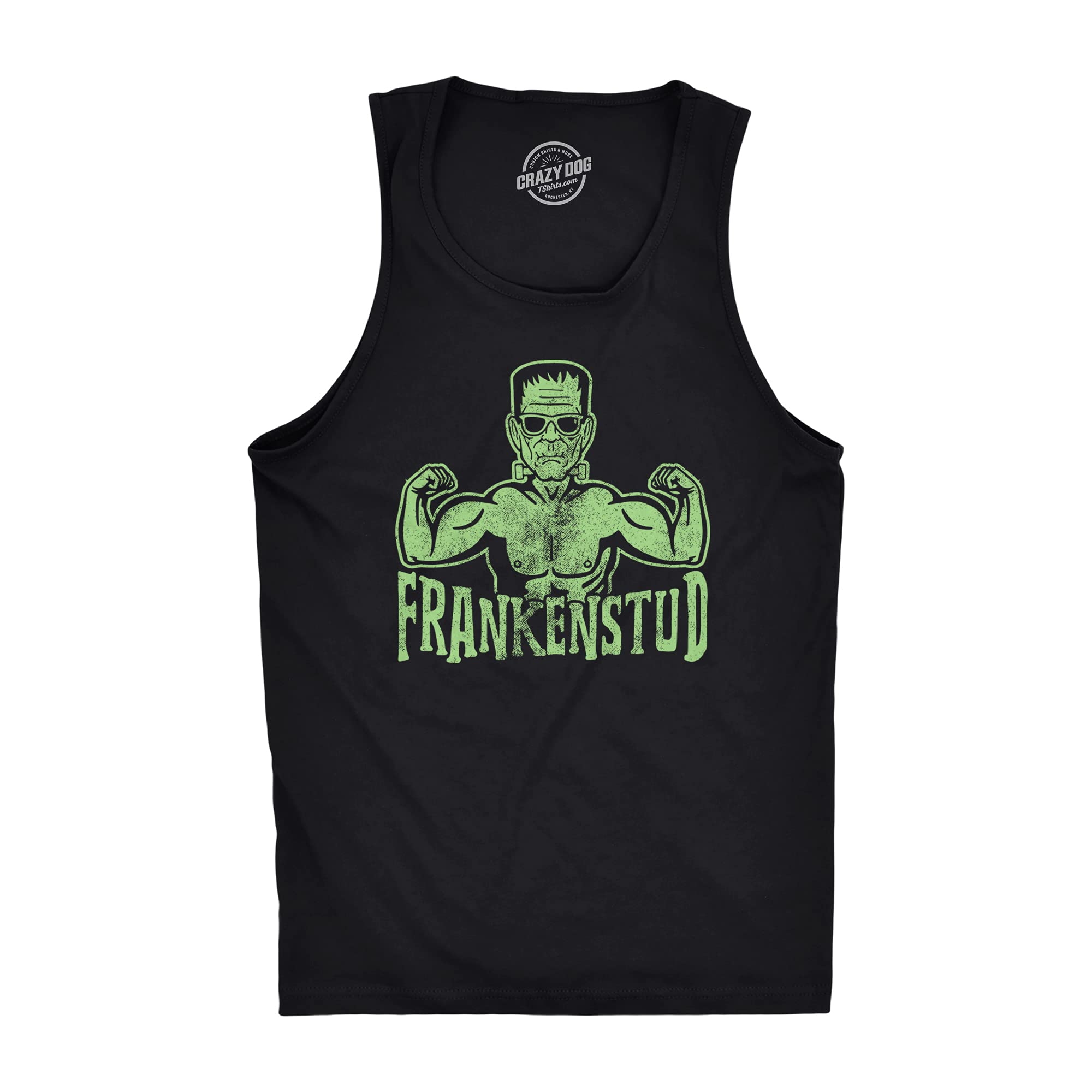 Mens Frankenstud Fitness Tank Funny Workout Frankenstein Halloween Graphic Tanktop Funny Graphic Tank for Halloween for Exercise Black L