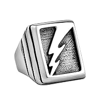 Lightning Ring Men's Personality Trend,Band,Stainless Steel,Fashion silver ring for men (13)