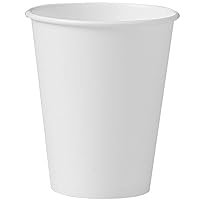 SOLO 378W2050 Single-Sided Poly Paper Hot Cups, 8oz, White, 50/Bag, 20 Bags/Carton