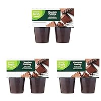 Amazon Fresh, Chocolate Pudding Cups, 4 Count (Pack of 3)