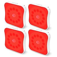 Red Motion Sensor Night Lights, Rechargeable Red Light Night Lights, Wireless Stick-On Motion Sensor Red Night Lights for Bathroom, Hallway, Stair, Bedroom, Sleep Aid - 4 Pack