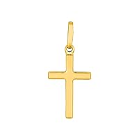 14K Yellow Gold All Shiny Small Cross Pendant