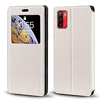 for Ulefone Note 12 Case, Wood Grain Leather Case with Card Holder and Window, Magnetic Flip Cover for Ulefone Note 12 (6.82”) White