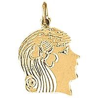 Silver Girl Head Pendant | 14K Yellow Gold-plated 925 Silver Girl Head Pendant