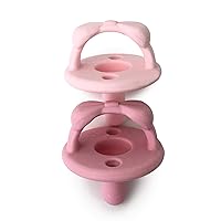 Itzy Ritzy Silicone Pacifiers for Newborn - Sweetie Soother Pacifiers Feature Collapsible Handle & Two Air Holes for Added Safety; for Ages Newborn and Up, Set of 2 in Light Pink & Dark Pink