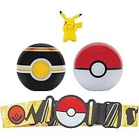 Pokemon Clip and Go Belt Set Pikachu & Pokemon Balls - 1 x 5 cm Pokemon Figure, 1 x Pokemon Belt & 2 x Pokemon Ball - Officially Licensed Pokemon Toy