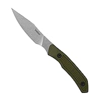 Kershaw Deschutes Caper Hunting Knife, Sharp D2 Stainless Steel Blade, Full Tang Fixed Blade for Caping, Olive Handle with Rubber Overlay, Includes Sheath and Removable Belt Strap
