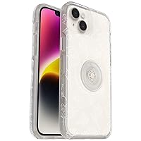 OtterBox iPhone 14 Plus Otter + Pop Symmetry Series Clear Case - FLOWER OF MONTH (Clear), integrated PopSockets PopGrip, slim, pocket-friendly, raised edges protect camera & screen