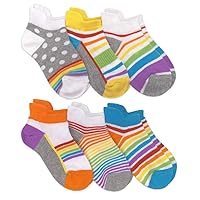 Jefferies Socks Womens Rainbow Pattern Sport Tab Low Cut Ankle Socks 6 Pair Pack