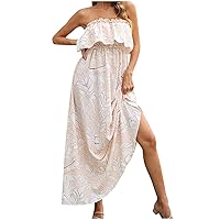 Firzero Women Summer Ruched Bodycon Dress Elegant Strapless Solid Stretch Party Cocktail Dress Casual Backless Beach Dresses