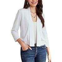 GRACE KARIN 3/4 Sleeve Cardigan for Women Lightweight Open Front Cropped Cardigan Sweaters Shawl Collar Shrugs for Women