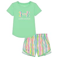 Under Armour girls Short Sleeve Shirt and Shorts Set, Durable Stretch and Lightweight