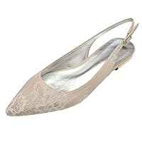 Womens Lace Flats Pointed Toe Court Shoes Comfort Slingback Flats Wedding Bride Party Dress