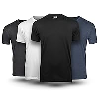Fresh Clean Threads Variety Pack T-Shirts for Men - Soft and Fit Mens T-Shirt - Cotton Poly Blend - Pre Shrunk - Pack of 4