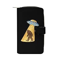 Bigfoot UFO Abduction Purse for Women Large Capacity Zip Around Travel Clutch Wallet with Compartment