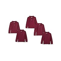 Amazon Essentials Girls and Toddlers' Uniform Long-Sleeve Interlock Polo Shirt, Multipacks