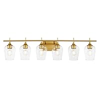 Hamilyeah 6 Light Bathroom Vanity Lighting Fixtures Gold, Modern Wall Light Fixture Over Mirror 40 inch, Industrial Wall Lamp for Living Room, Fireplace, Basement UL Listed