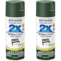 249853 Painter's Touch 2X Ultra Cover Spray Paint, 12 oz, Semi-Gloss Hunter Green (Pack of 2)