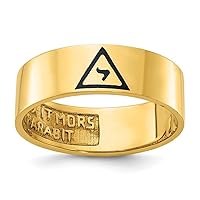 6.9mm 10k Gold Mens Polished With Black Enamel 14th Degree Grand Elect Masonic Ring Size 10.00 Jewelry Gifts for Men