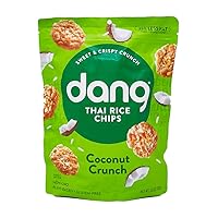 Dang Thai Rice Chips | Gluten Free, Soy Free & Preservative Free Rice Crisps, Healthy Snacks Made with Whole Foods (Coconut Crunch, 3.5 Ounce (Pack of 1))