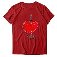 I Love You Letter Shirt Women Mother's Day Tops Cute Love Heart Graphic Casual T-Shirts Short Sleeve Mama Gift Tees