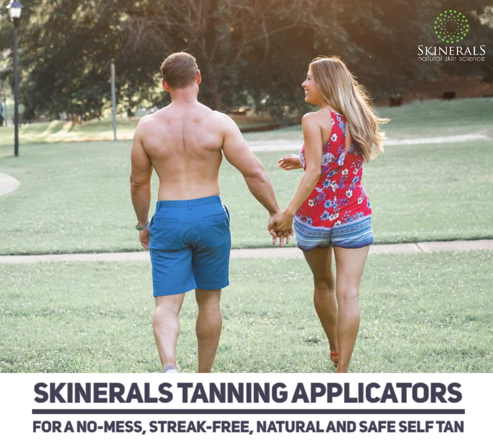 Skinerals Tanning Mitt Dream Set Avoids Tan on the Hands. Padded Microfiber Applicator Self Tanning Mitt Set, Exfoliator Glove, and Face Mitt for Sunless Tanner and Lotion
