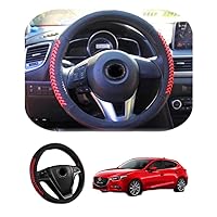 VESUL Red Steering Wheel Glove Leather Cover Compatible with Mazda 3 Axela Mazda 6 CX-3 CX3 CX-5 CX5 Cx-7 CX7 CX-9 CX9 2013 2014 2015 2016 2017 2018 2019 2020 2021
