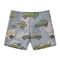 Vehicle Boys' Swim Boxer Shorts Military Truck Off Road Camo Kid's Swimwear Swim Trunks 3-10T