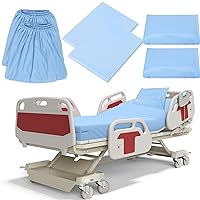 Moukeren 6 Pcs Hospital Bed Sheet Fitted Hospital Bed Sheets 36 x 84 x 14 with Hospital Bed Sheets and Pillow Cases Elastic All Around for Home, Massage Table, Hotel, Hospital (Blue)