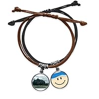 Mountains and Rivers Photography Bracelet Rope Hand Chain Leather Smiling Face Wristband