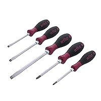 53390 Screwdrivers, Slotted and Phillips, Extra Heavy Duty, Non-Slip Grip, 5 Piece , Black , full size