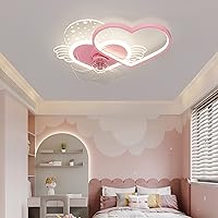 Fan Lamps，Kids Ceiling Fans with Lights for Bedroom,Quiet Fan Ceiling Light with Remote Reversible 6 Speeds Modern Fan Light Ceiling Led Dimmable/Pink/a