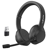 LEVN Bluetooth 5.3 Headset, Wireless Headset with Mic for Work Noise Cancelling, Binaural Wireless Headset for Work Call & Meeting Mute, 60 Hours Worktime, Compatible for Computer/PC/Laptop/Cellphone