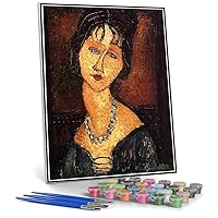 Paint by Numbers Kits for Adults and Kids Jeanne Hebuterne with Necklace Painting by Amedeo Modigliani Arts Craft for Home Wall Decor