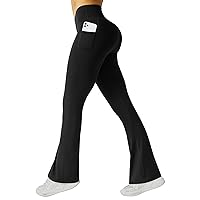 FireSwan Women's Flare Yoga Pants with Pockets V Waist Flared Leggings High Waisted Bootcut Workout Pants Tummy Control