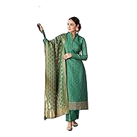 Green Heavy Handwork Indian Woman Embroiderd Silk Punjabi Stitched Wedding Pant Suit Hit Design 2322