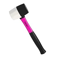 16oz Rubber Mallet - Double Faced Non-Marking Rubber Mallet Hammer with Fiberglass Handle and Comfort Grip, Pink
