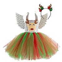 Christmas Cartoon Cute elk Small Sequins Girl Dance Dress Children's Dress give Wings Performance