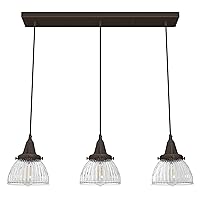 Hunter - Cypress Grove 3-light Onyx Bengal, Large Cluster Light, Dimmable, Transitional Style, Linear Shaped, for Bedrooms, Kitchens, Dining, Living Rooms - 19142