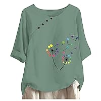 XJYIOEWT Off The Shoulder Tops for Women Sexy Black Women Casual Button Floral Print O Neck Short Sleeve T Short Blouse