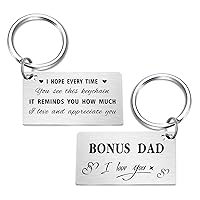 Step Bonus Dad Gifts- Happy Birthday Stepdad Keychain from Daughter- to My Step Dad Christmas Xmas Wedding Thanksgiving Valentines Father's Day Easter Presents from Step son