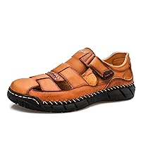 TAzzsx Summer Men's Leather Sandals Outdoor Flat Men Sandals Leather Sandals Men Outdoor Sandal Roman Platform Fashion Men Dress Shoes
