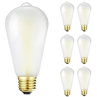 Frosted Vintage LED Edison Bulbs, 6W, Equivalent 60W, High Brightness Soft White 3000K,ST58 Dimmable Antique LED Filament Bulbs with 90+ CRI, E26,Pack of 6 (6W=60W Soft White)